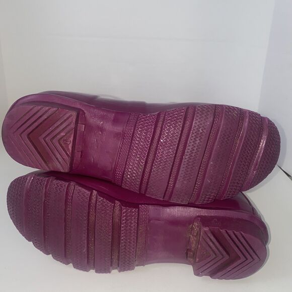 Hunter Wellies Rain Boot Size 8 Dark Pink Magenta Purple Glossy - Picture 9 of 9
